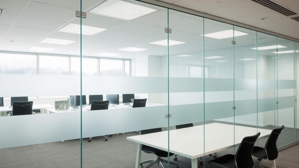 Glass Partition Office Fit Out Bolton Glass partition installation during an office fit out in Bolton with frameless meeting room dividers